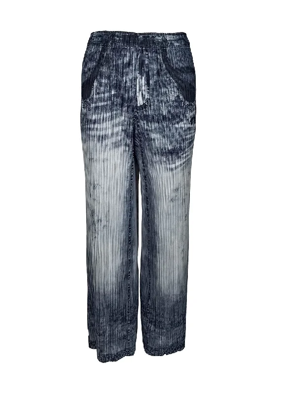 7240012 Denim Style Distressed Straight Pants *Black *Preorder