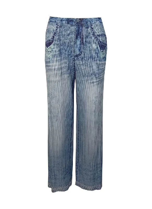 7240012 Denim Style Distressed Straight Pants *Blue *Preorder