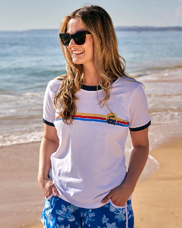 Celeste Stripe - Womens Ringer Tee - White