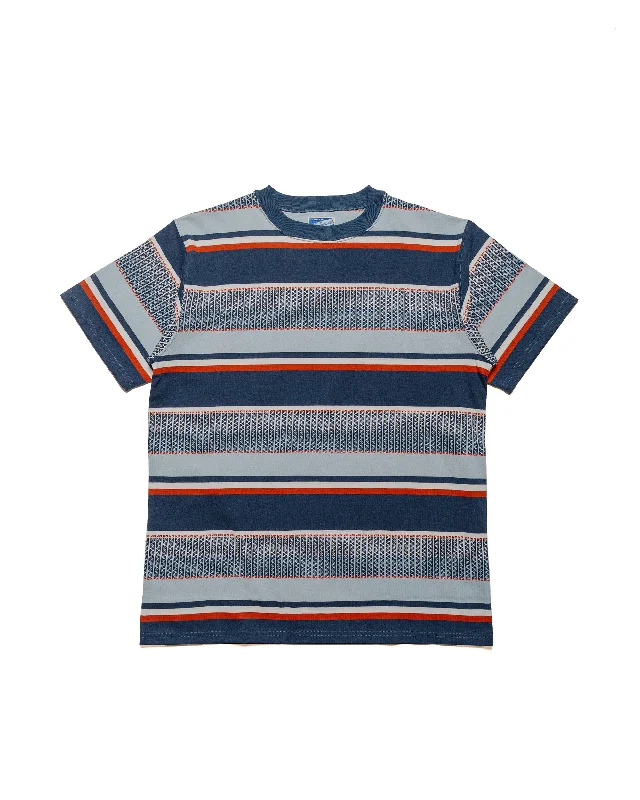 The Real McCoy's MC24017 Jacquard Knit Stripe Tee Navy