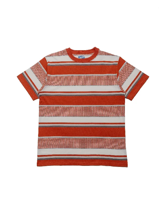 The Real McCoy's MC24017 Jacquard Knit Stripe Tee Red