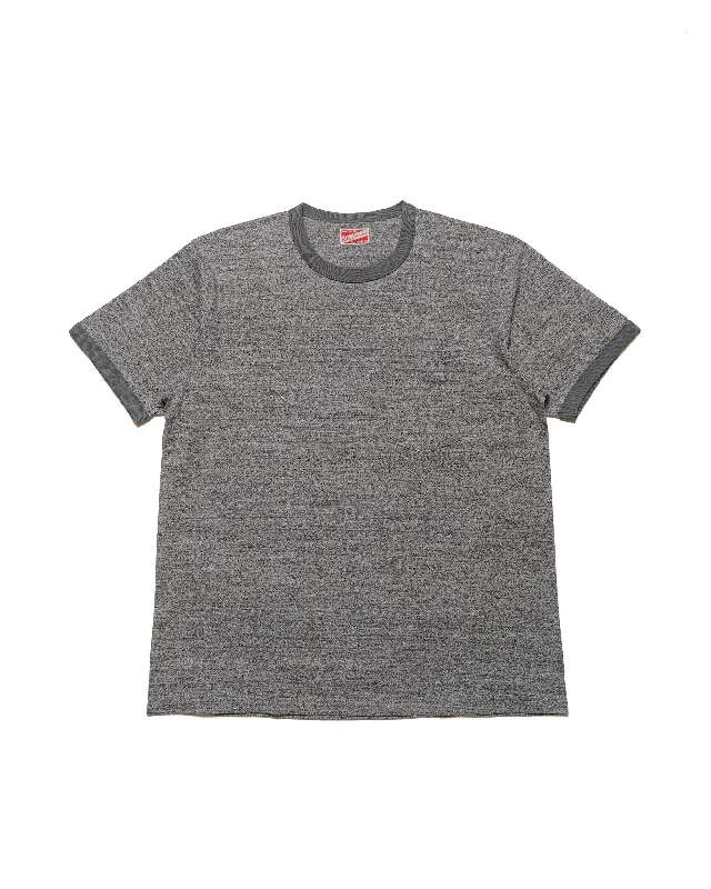 The Real McCoy's MC24020 Pocket Tee / Heather Gray, Ringer Gray/Teal