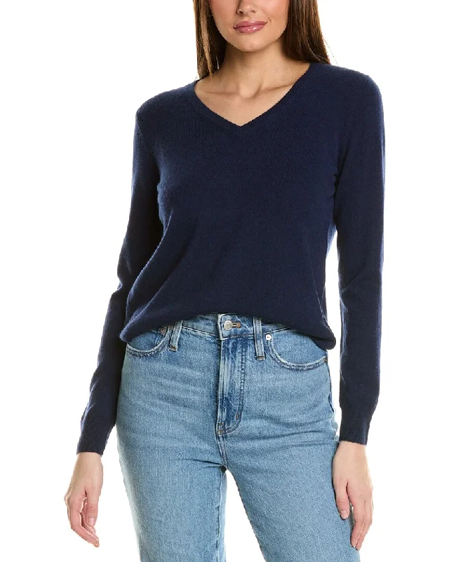 Amicale Cashmere Basic V-Neck Cashmere Sweater