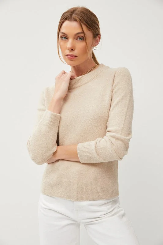 COZY CREW NECK SWEATER - BEIGE