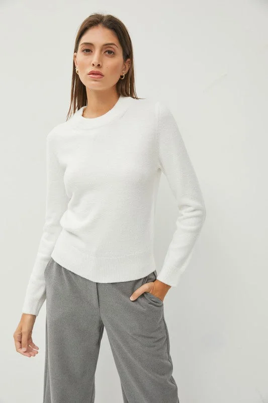 COZY CREW NECK SWEATER - WHITE