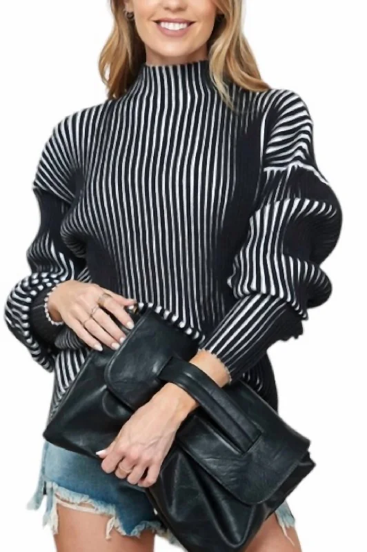 Sia Striped Sweater In Black