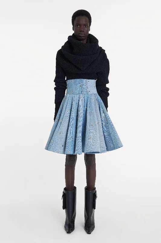 Recycled Denim Skirt With Snaps Blue