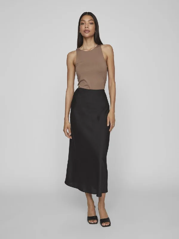 Vielette High Waisted Maxi Skirt (Black)