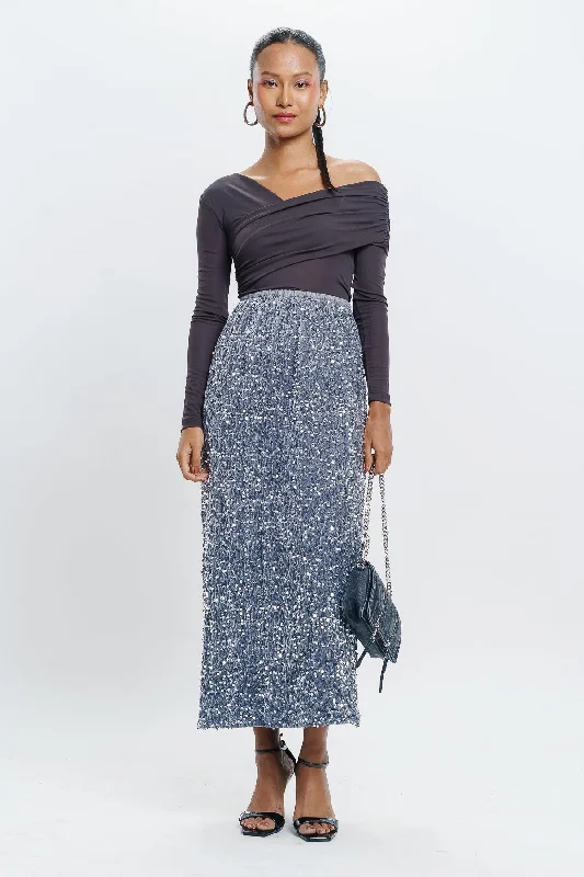 Navy Blue Sequin Skirt