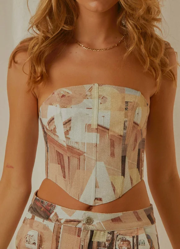 Fashion Flashback Bustier - Neutral Film Graphic