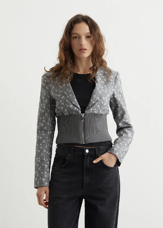 Acetate Jacquard Cropped Blazer