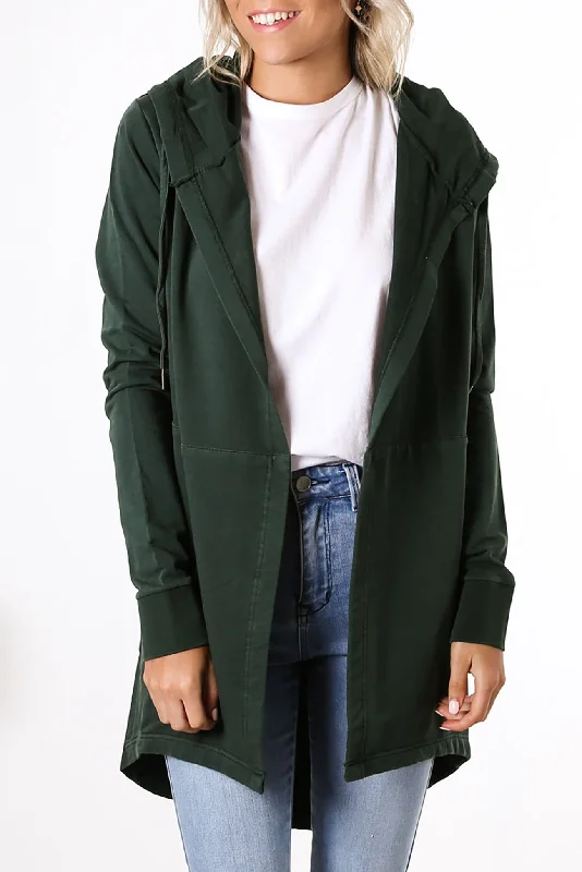 Ashleigh Hooded Cardi Bottle Green