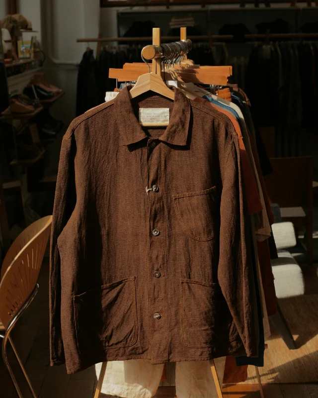 Chocolate Brown Cutch & Iron Hand-Dyed Hemp Work Jacket