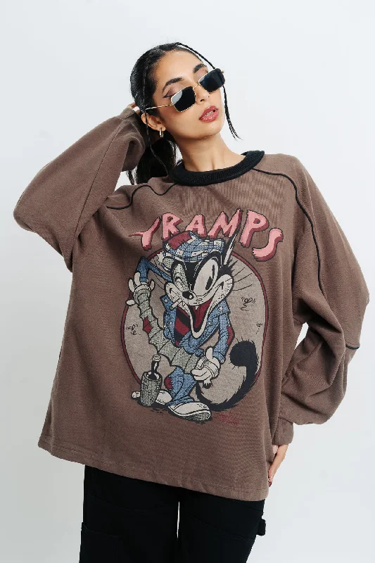 Brown Graphic Oversized Sweatshirt