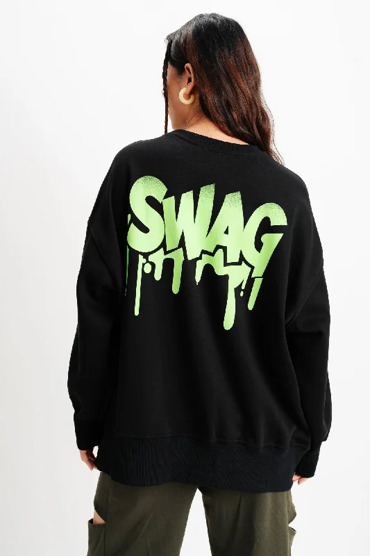 Dropped Shoulder Neon Teddy Applique Sweatshirt