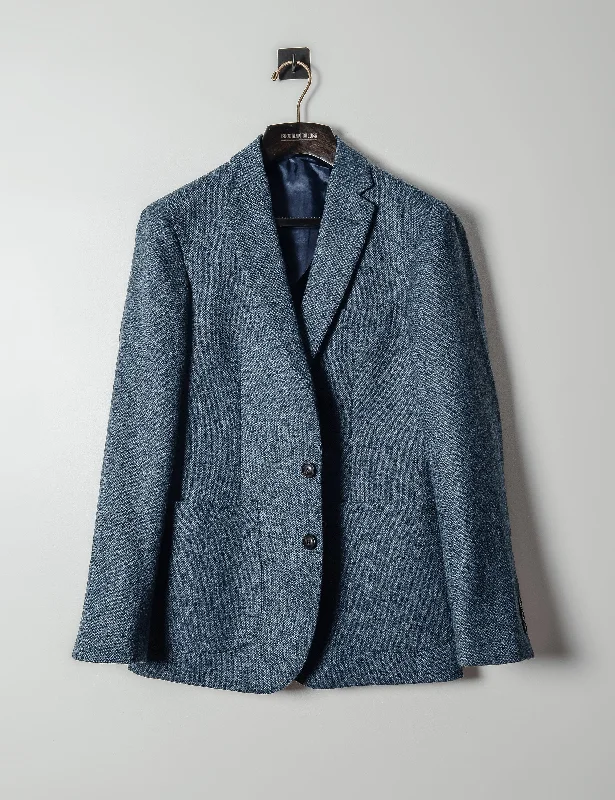 BKT35 Unstructured Jacket in Donegal Tweed - Denim