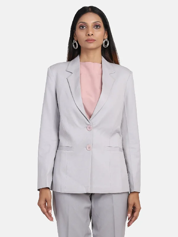 Poly Cotton Blazer - Grey