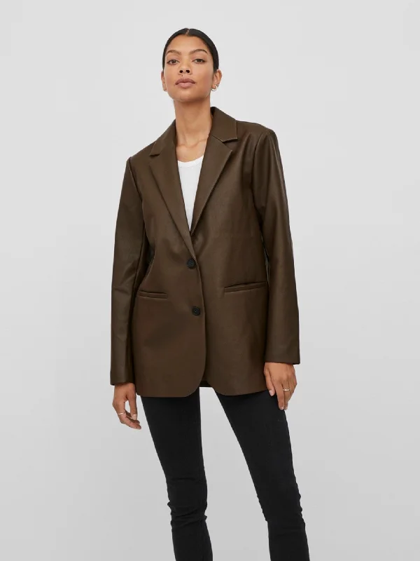 Maya Coated Blazer - Demitasse