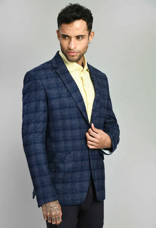 Premium Notched Lapel Navy blue Slim Fit Blazer