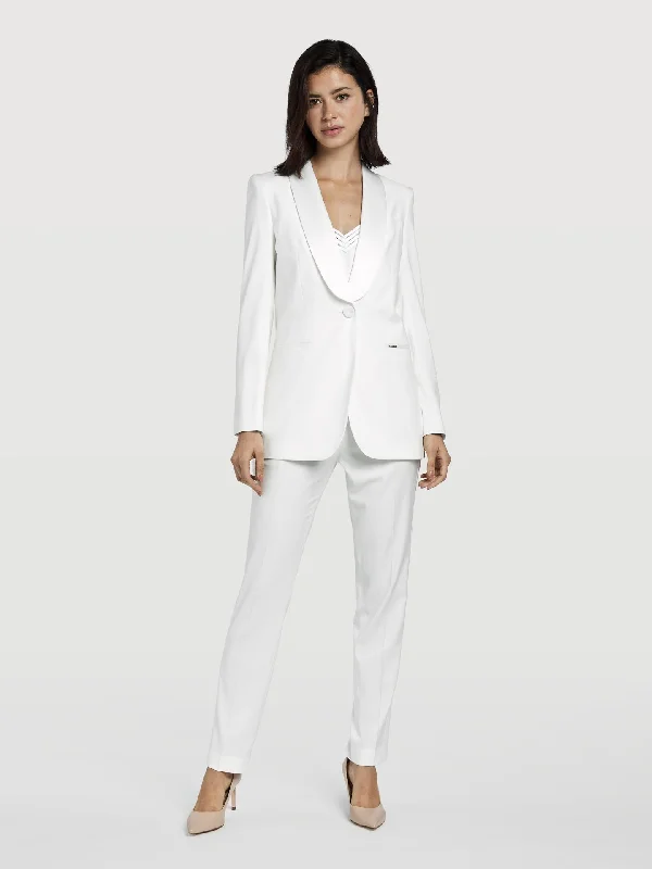 Slim Fit White Tuxedo Blazer