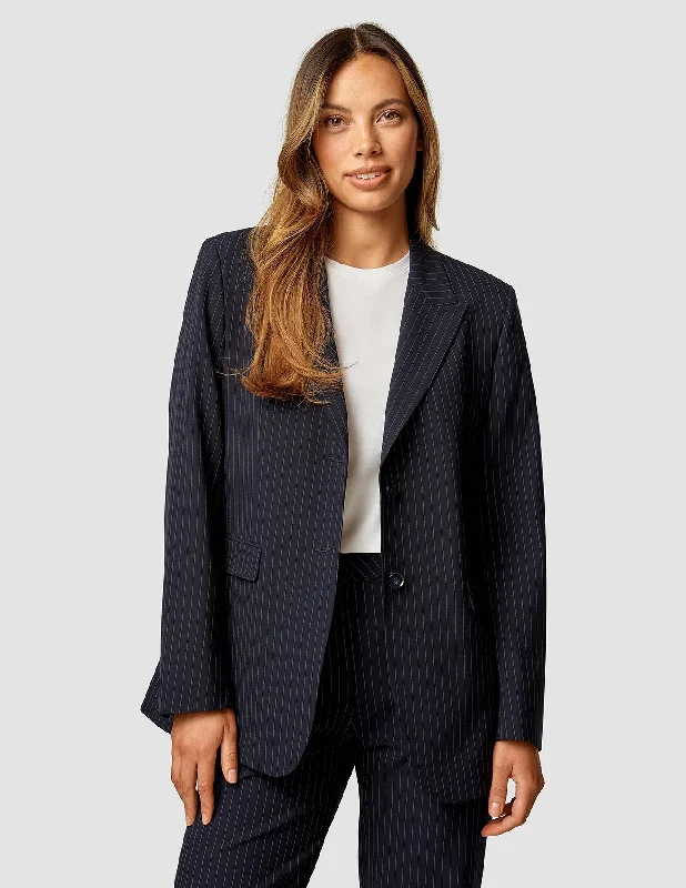 Essential Blazer Navy Pinstripe